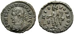 Constantine I (306-337), Nummus,London, AD 316, AE, (g 3,21, mm 20, h 6). CONSTANTINVS P AG, laureate and cuirassed bust l., Rv. GENIO - POP ROM, Genius standing l., holding patera and cornucopiae; in