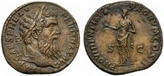 Pertinax (193), Sestertius, Rome, 1 January - 28 March AD 193, AE (g 20,83"; mm 31; h 1), IMP CAES P HELV - PERTINAX AVG, laureate head r., Rv. PROVIDENTIAE - DEORVM COS II, Providentia standing l., r