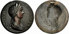 Statilia Messalina (35 – dopo 68), Third and last wife Nerone. Uniface cast of the XVIII century, AE (g 124,9 mm 84,5), STATILIA MESSALINA – CLAVDII NER VX, bust to r., draped and diademed with hair t
