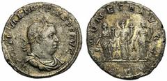 Valerian I (253-269), Medallion, Rome, c. AD 255, AR (g 14,99 mm 30 h 11), [IMP C] L[IC] VALERIANVS P F AVG, laureate, draped and cuirassed bust r. Rev. MONETA AVGG, the three Monetae standing l., hol