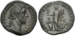 Commodo (177-192), Sestercio, Roma, 183-184 d.C. Ae g 27,02 M COMMODVS ANTO - NINVS AVG PIVS, laureate head r., Rv. ANN AVG P M TR P VIIII IMP VI COS IIII P P, Annona standing l., holding statuette of