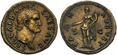 Galba (68-69), Dupondius, Rome, late summer AD 68 AE (g 14,18 mm 29 h 6) SER GALBA IMP - CAES AVG, laureate and draped bust r., Rv. PA - X - AVGVST, Pax standing l., holding branch and cornucopiae in 