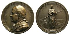 Pio XI (Edigio Boninsegna, 1922-1939). Æ Medal 1922 (65mm), by Filippo Lorioli. PIVS XI PONT MAX A I, Bust left. R/ PASTOR BONVS, Christ with lamb. CM 2; Patr. p 38. Near EF; ;