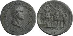 The Roman Empire Galba (68-69), Sestertius, Rome, December AD 68; AE (g 24,40; mm 32; h 6); SER SVLPI GALBA IMP CAESAR AVG TR P, laureate and draped bust r., Rv. Galba, in military dress, standing r. 