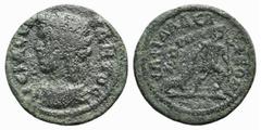 Greek world and ancient Near East Lydia, Philadelphia. Pseudo-autonomous issues, , 3rd century AD. Æ (23mm, 6.53g, 6h). Laureate and draped bust of the Demos l. R/ Hermes walking r., naked but for chl
