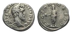The Roman Empire Didius Julianus (AD 193). AR Denarius (17mm, 2.92g, 12h). Rome. I Laureate head r. R/ Didius Julianus, togate, standing l., holding globe in outstretched r. hand and roll in l. RIC IV