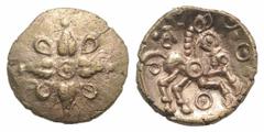 Celtic Celtic, Trinovantes & Catuvellauni. Addedomaros, c. 40-30 BC. AV 1/4 Stater (13mm, 1.32g). Cross-shaped floral design with pellet-in-annulet in centre, annulets between petals, and pellets at p