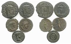 Multiple Lots Lot of 5 Roman Imperial coins, including Postumus and Victorinus Radiates, Constantine, Maxentius and Crispus Æs. Lot sold as is, no return