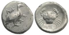 Greek Sicily, Akragas, c. 480/478-470 BC. AR Didrachm (20mm, 7.96g, 9h). Sea eagle standing r. R/ Crab. Westermark, Coinage, Group IV, 251 (O86/R172); HGC 2, 99.