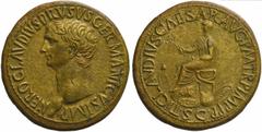 The Roman Empire Drusus Maior, Sestertius struck under Claudius, Rome, AD 41-54; AE (g 29,50; mm 36; h 5); NERO CLAVDIVS DRVSVS GERMANICVS IMP, bare head l., Rv. TI CLAVDIVS CAESAR AVG P M TR P IMP P 
