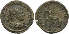 The Roman Empire Caracalla (198-217), Sestertius, Rome, ca. AD 213-214; AE (g 26,44; mm 32; h 12); M AVR ANTONINVS PIVS FELIX AVG, laureate, draped and cuirassed bust r., seen from behind, Rv. SECVRIT
