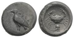 Greek Sicily, Akragas, c. 495-480/78 BC. AR Didrachm (20mm, 8.24g, 9h). Sea eagle standing l. R/ Crab; below, helmet l.; all within shallow incuse circle. Westermark, Coinage, Group III, 203 (O74/R137