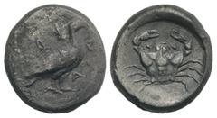Greek Sicily, Akragas, c. 480/478-470 BC. AR Didrachm (20mm, 8.39g, 12h). Sea eagle standing r. R/ Crab. Westermark, Coinage, Group IV, 284 (O91/R19\); HGC 2, 99. Toned, some roughness, on obv., VF