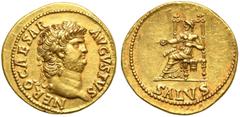 The Roman Empire Nero (54-68), Aureus, Rome, AD 65-66 AV (g 7,50; mm 19; h 6) NERO CAESAR - AVGVSTVS, laureate head r., Rv. Salus seated l., holding patera; in ex. SALVS. RIC 59; C 313; Calicò 443. Be