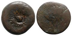 Greek Sicily, Akragas, c. 415-406 BC. Æ Hemilitron (31mm, 20.78g). [Eagle standing r. on fish or hare] / [Crab; six pellets around]; c/m: crab. CNS I, 99 CM. Coin Poor, c/m Good Fine