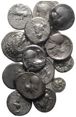 Multiple Lots Lot of 16 Greek AR and Æ coins, including Magna Graecia and Central Greece. Lot sold as is, no return