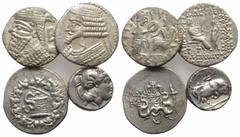 Multiple Lots Lot of 4 AR Greek coins, including Thourioi (Stater), Ephesos (Cistophoric Tetradrachm) and 2 Parthian Tetradrachms. Lot sold as is, no return