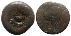 Greek Sicily, Akragas, c. 415-406 BC. Æ Hemilitron (31mm, 20.78g). [Eagle standing r. on fish or hare] / [Crab; six pellets around]; c/m: crab. CNS I, 99 CM. Coin Poor, c/m Good Fine