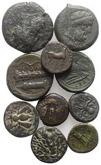 Multiple Lots Lot of 10 Greek Æ coins, including Magna Graecia, Sicily and Asia Minor, to be catalog. Lot sold as is, no return