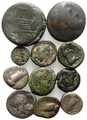 Multiple Lots Lot of 11 Greek (Magna Graecia) and Roman Republican AR and Æ coins, to be catalog. Lot sold as is, no return
