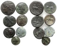 Multiple lots Magna Graecia and Sicily, lot of 7 Greek Ӕ coins, to be catalog. Lot sold as is, no return