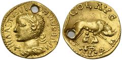 The Roman Empire Uncertain Germanic Tribe, Pseudo-Imperial Aureus struck north of the Danube with dies stolen from the mint of Alexandria Troas, after AD 262; AV (g 6,91; mm 19; h 3); Laureate, draped