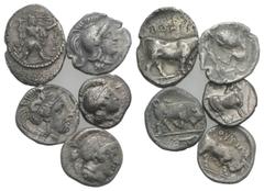 Multiple lots Magna Graecia, lot of 5 AR Fractions, to be catalog. Lot sold as is, no return