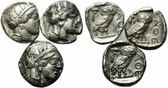 Multiple lots Attica, Athens, lot of 3 AR Tetradrachms. Lot sold as is, no return