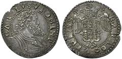 Monete di Zecche Italiane NAPOLI. Carlo V ( Carlo I di Spagna) (1516-1554) Mezzo ducato (g. 14,96). • CΛROLVS • V • ROMΛ • IMP •, Busto laur. e corazzato volto a ds.; a sn, IBR (Giovan Battista Ravasc