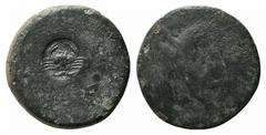 Greek Sicily, Akragas, c. 415-406 BC. Æ Hemilitron (27mm, 13.65g). [Eagle standing r. on fish or hare] / [Crab; six pellets around]; c/m: crab. CNS I, 99 CM. Coin Poor, c/m VF