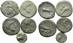 Multiple lots Magna Graecia, lot of 5 Æ coins, to be catalog. Lot sold as is, no return