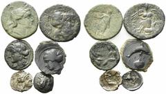 Multiple lots Magna Graecia and Sicily, lot of 6 AR and Æ coins, to be catalog. Lot sold as is, no return
