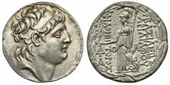 The Bono Simonetta Collection of Cappadocian Coins Kings of Cappadocia, Ariarathes VII Philometor (115/114-101 BC), Tetradrachm struck with the types of Antiochos VII of Syria; AR (g 16,51; mm 28; h 1