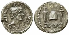 The Roman Republic M. Junius Brutus and L. Plaetorius Cestianus, Plated Denarius, Military mint moving with Brutus and Cassius in western Asia Minor or northern Greece, 43-42 BC; AR (Subaeratus, g 3,1