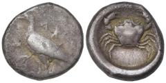 Greek Sicily, Akragas, c. 480/478-470 BC. AR Didrachm (18.5mm, 8.45g). Eagle standing l. R/ Crab within shallow incuse circle. Westermark, Coinage, Group IV; HGC 2, 97. Near VF