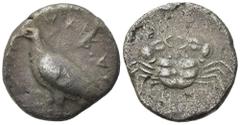 Greek Sicily, Akragas, c. 495-480/78 BC. AR Didrachm (22mm, 8.59g). Eagle standing l. R/ Crab. Westermark, Coinage, Group I, 26; HGC 2, 90. Good Fine