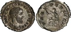 PUPIENUS, A.D. 238. AR Denarius (2.96 gms), Rome Mint. NGC MS, Strike: 5/5 Surface: 4/5. Fine Style. RIC-4; RSC-22. Obverse: Laureate, draped, and cuirassed bust right; Reverse: Pax, holding branch an