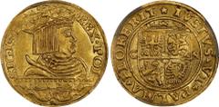 POLAND. Ducat, 1529-C N. Krakow Mint. Sigismund I. PCGS MS-61. Fr-70; H-CZ-292 (R6); Kop-447 (R6); Kur-82 (R8); Gum-581. Weight: 3.45 gms. Obverse: Crowned bust of Sigismund I right; Reverse: Crowned 