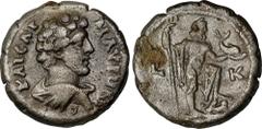 MARCUS AURELIUS AS CAESAR, A.D. 139-161. Egypt, Alexandria. BI Tetradrachm (11.48 gms), Dated RY 20 (A.D. 156/7). VERY FINE. RPC-16372; Dattari-3172. Struck under Antoninus Pius. Obverse: Bare-headed 