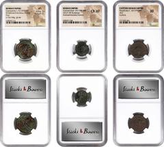 MIXED LOTS. Roman Imperial. Trio of AE Denominations (3 Pieces). All NGC Certified. 1) BI Nummus, Constantine I, A.D. 307-337. NGC MS Strike: 5/5 Surface: 3/5.2) BI Nummus, Constantinian Era, ca. A.D.