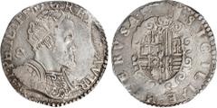 ITALY. Naples & Sicily (Naples). 1/2 Ducato, 1575-GR. Naples Mint. Filippo II (Philip II of Spain). PCGS EF-45. MIR-174. Despite some cruder aspects, this specimen remains rather wholesome and charmin