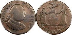 Excelsior Copper 1787 George Clinton Copper. W-5790, Breen-989. Rarity-6+. Fine-15 (PCGS). Famous 1787 George Clinton Copper A Choice Circulated Example 144.8 grains. 135 degree die rotation. A famous