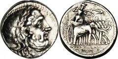 GREEK Seleukid Kingdom Seleukid Kingdom. Seleukos I, Nikator, 312-280 B.C. AR Tetradrachm (17.17 gms), Tigris Mint. SC-130; Newell-15. Laureate head of Zeus right./Athena in quadriga drawn by elephant