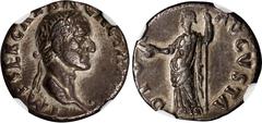 GALBA, A.D. 68-69. AR Denarius (3.09 gms), Rome Mint. NGC Ch EF, Strike: 4/5 Surface: 3/5. Test Punch. RIC-186; RSC-55. Obverse: Laureate head right; Reverse: Diva Julia Augusta (Livia) standing left,