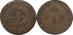Sou Marque 1739-Q Sou Marque. Perpignan Mint. Vlack-170, var. VF-30 (PCGS). An interesting coin from several standpoints. In the first place, it is a Perpignan Mint sou marque so it's extremely rare t