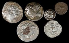 MIXED LOTS. Sextet of Hellenistic Silver Denominations (6 Pieces), ca. 4th-2nd Centuries B.C. Grade Range: FINE to EXTREMELY FINE. This lovely assortment includes Drachms of Alexander III and Philip I