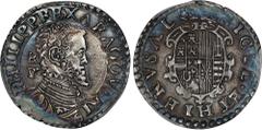 ITALY. Naples & Sicily (Naples). Tari, ND (1554-56). Naples Mint. Filippo II (Philip II of Spain). PCGS Genuine--Cleaned, AU Details. MIR-171. Weight: 5.97 gms. Obverse: Draped and armored bust right;