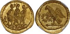 THRACE. Koson. AV Stater (8.41 gms), Mid 1st Century B.C. NGC MS, Strike: 5/5 Surface: 3/5. Slight Bend. HGC-3.2, 2049; RPC-1, 1701B. Obverse: Roman consul accompanied by two lictors advancing left; R