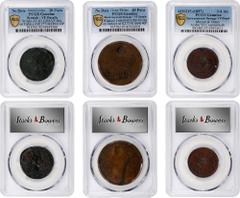 MIXED LOTS. Mediterranean & Middle East. Trio of Countermarked Bronze Denominations (3 Pieces), 1864 & 1897. All PCGS Certified. 1) LESBOS, under GREECE. 10 Para. PCGS Genuine--Scratch, VF Details; Co