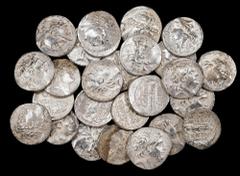 MIXED LOTS. Group of Selekuid and Cappadocian Tetradrachms (25 Pieces). VERY FINE. Harshly Cleaned. A mixed group of varied Seleukid and Cappacodian Tetradrachms. All are harshly cleaned. SOLD AS IS/N